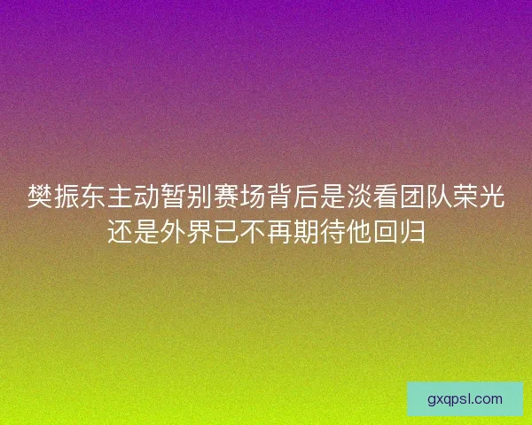 樊振东主动暂别赛场背后是淡看团队荣光还是外界已不再期待他回归