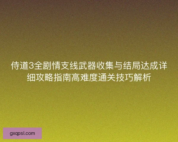 侍道3全剧情支线武器收集与结局达成详细攻略指南高难度通关技巧解析